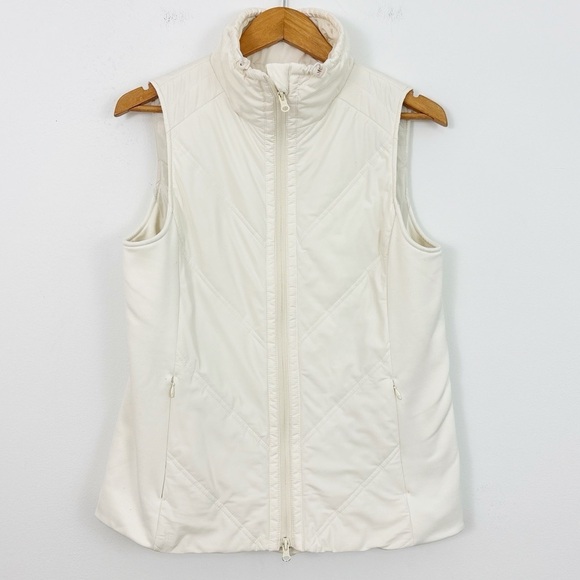 T by Talbots Cream Zip Up Lightweight Puffer Vest Size Medium - Picture 1 of 15